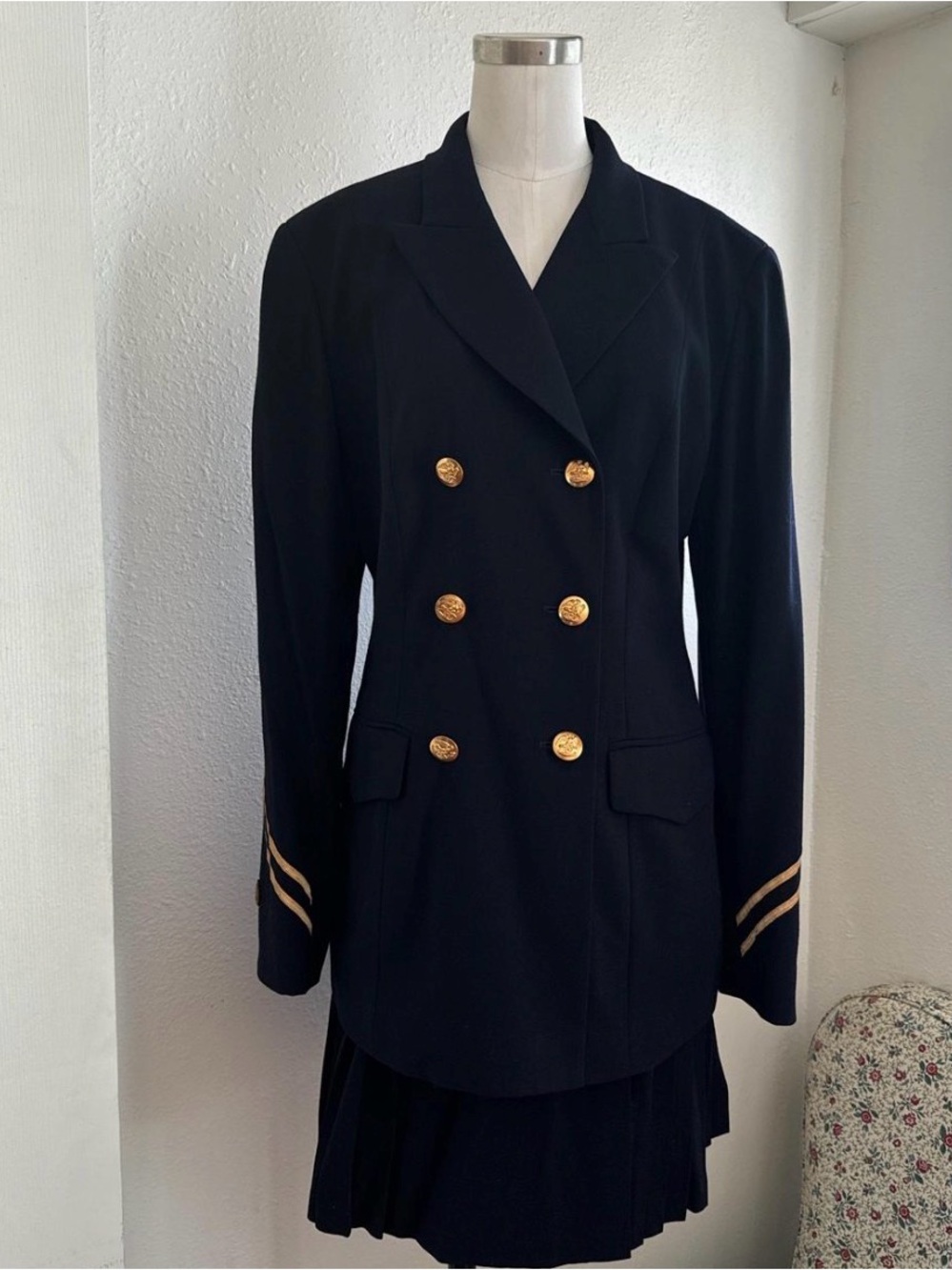 DKNY Vintage Navy two piece set- blazer and pleated skirt